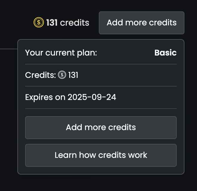 Credit Balance in Dashboard